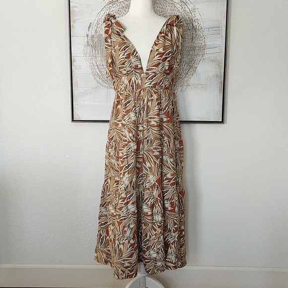 New House of Harlow Earth Tone Tie Strap Dress Size M - Picture 3 of 9